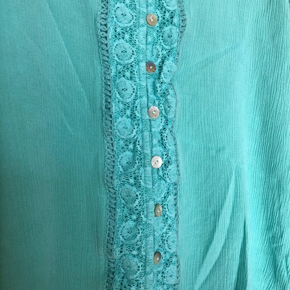 Fig & Flower - Blue Peasant Top - Sz Lg - Picture 3 of 7